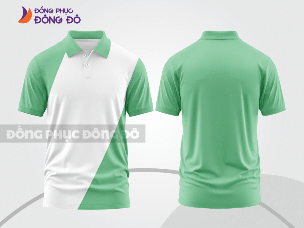 Áo polo đồng phục xanh ngọc phối trắng CTPB1184