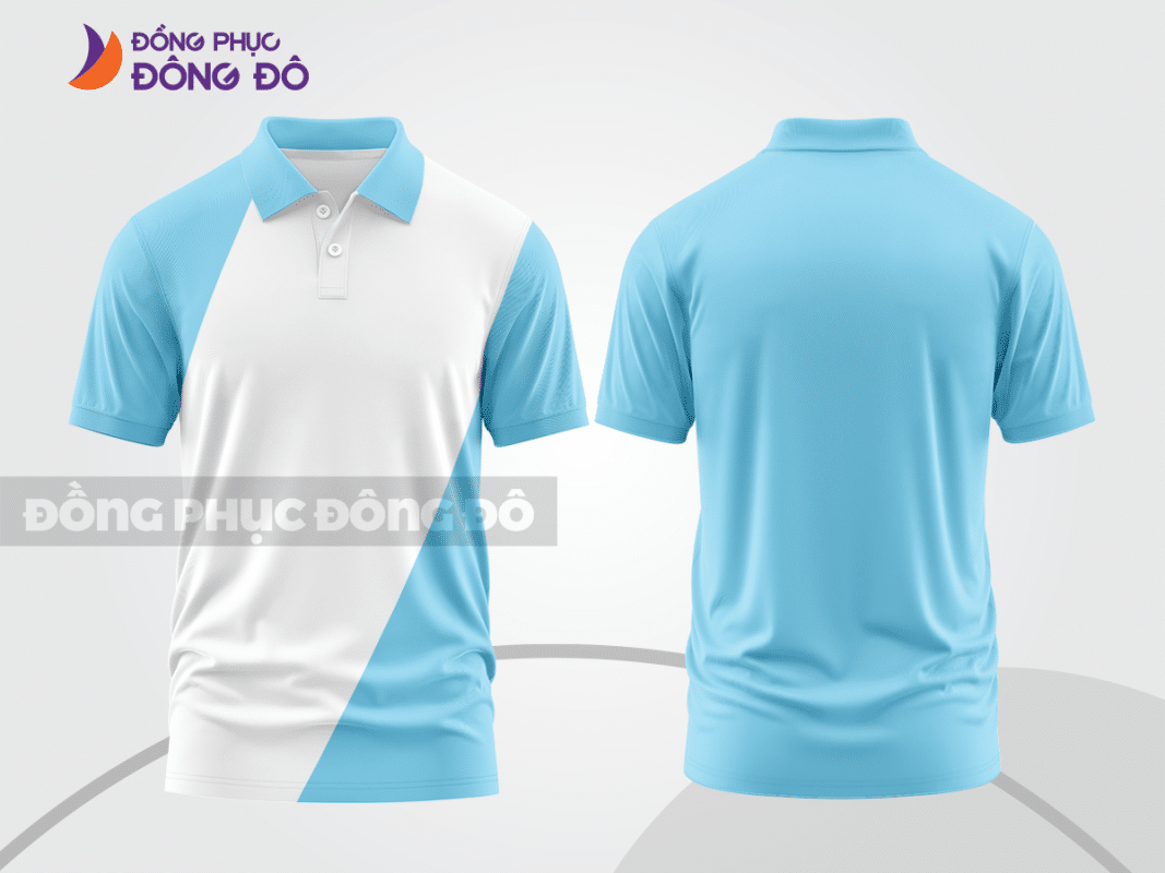 Áo polo đồng phục xanh da trời phối trắng ctpb1185