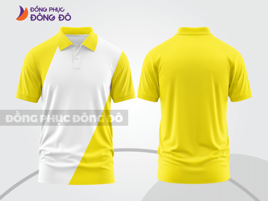 Áo polo đồng phục doanh nghiệp màu vàng phối trắng CTPB1186