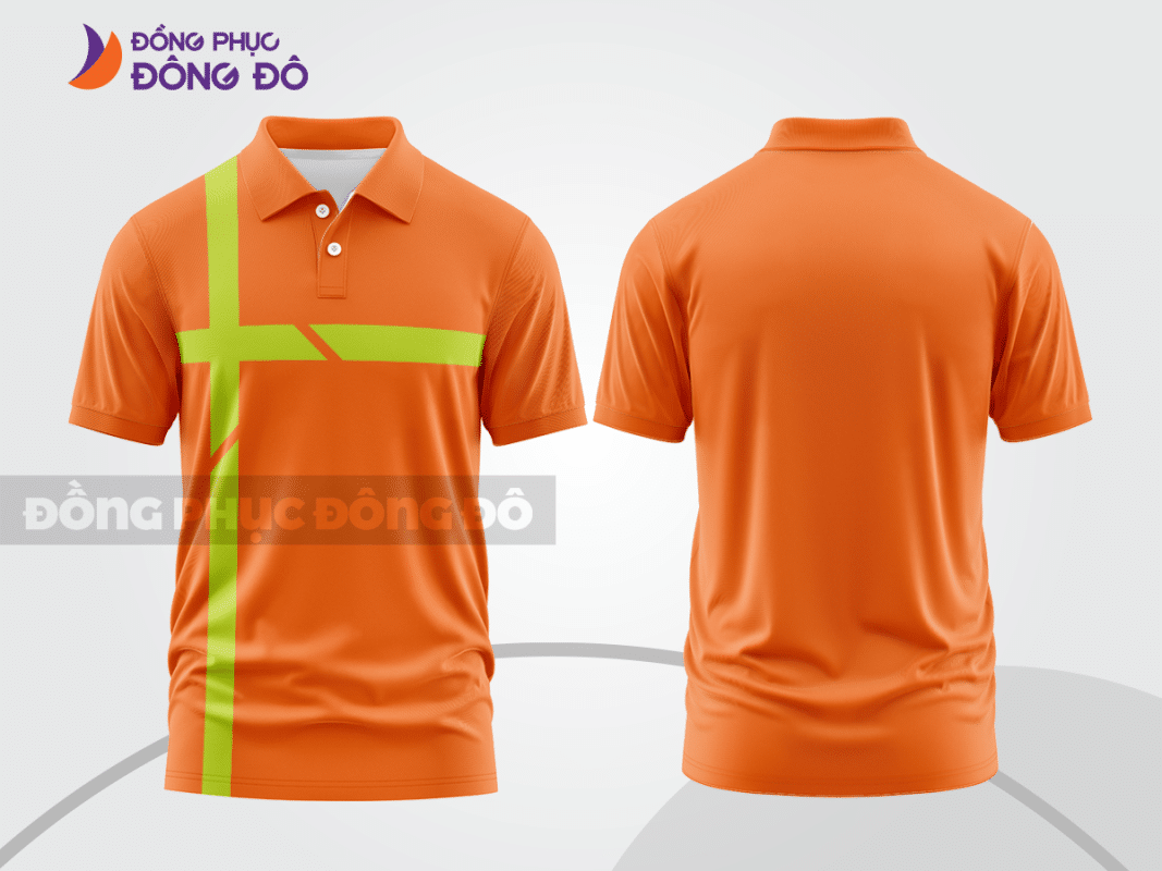 Áo polo đồng phục doanh nghiệp màu cam phối xanh chanh ctpb1187