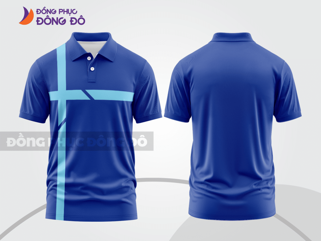 Áo polo đồng phục doanh nghiệp xanh dương phối xanh cyan CTPB1189