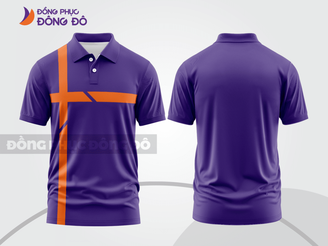 Áo polo đồng phục doanh nghiệp màu tím phối cam CTPB1198