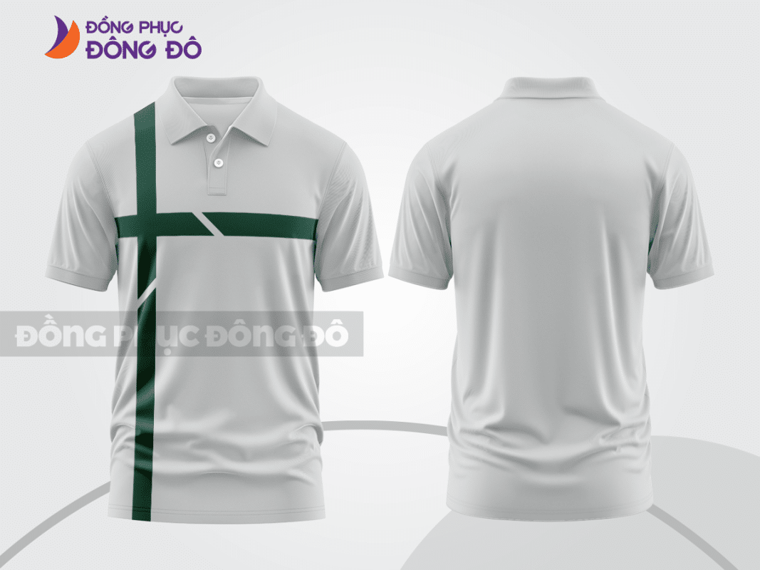 Áo polo đồng phục doanh nghiệp màu ghi xám phối xanh rêu CTPB1200