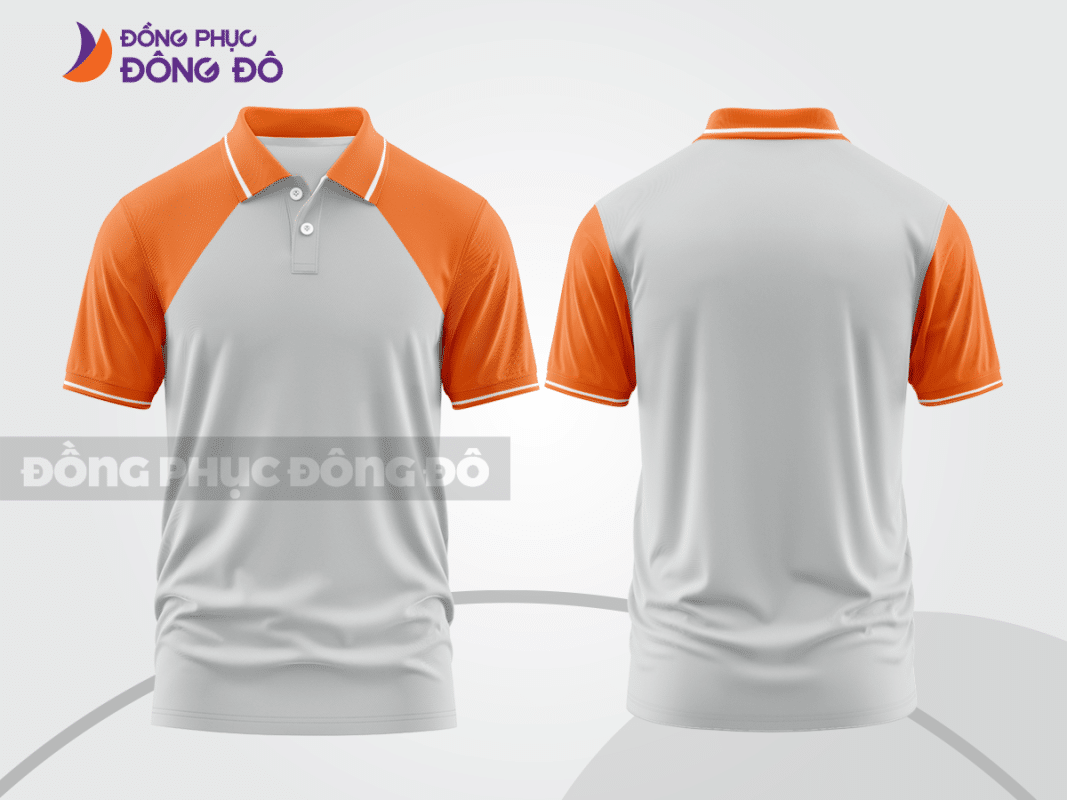 Áo polo đồng phục doanh nghiệp màu cam phối xám CTPB1225