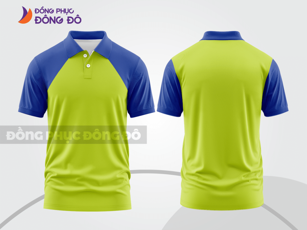 Áo polo đồng phục xanh nõn chuối phối xanh dương CTPB1227