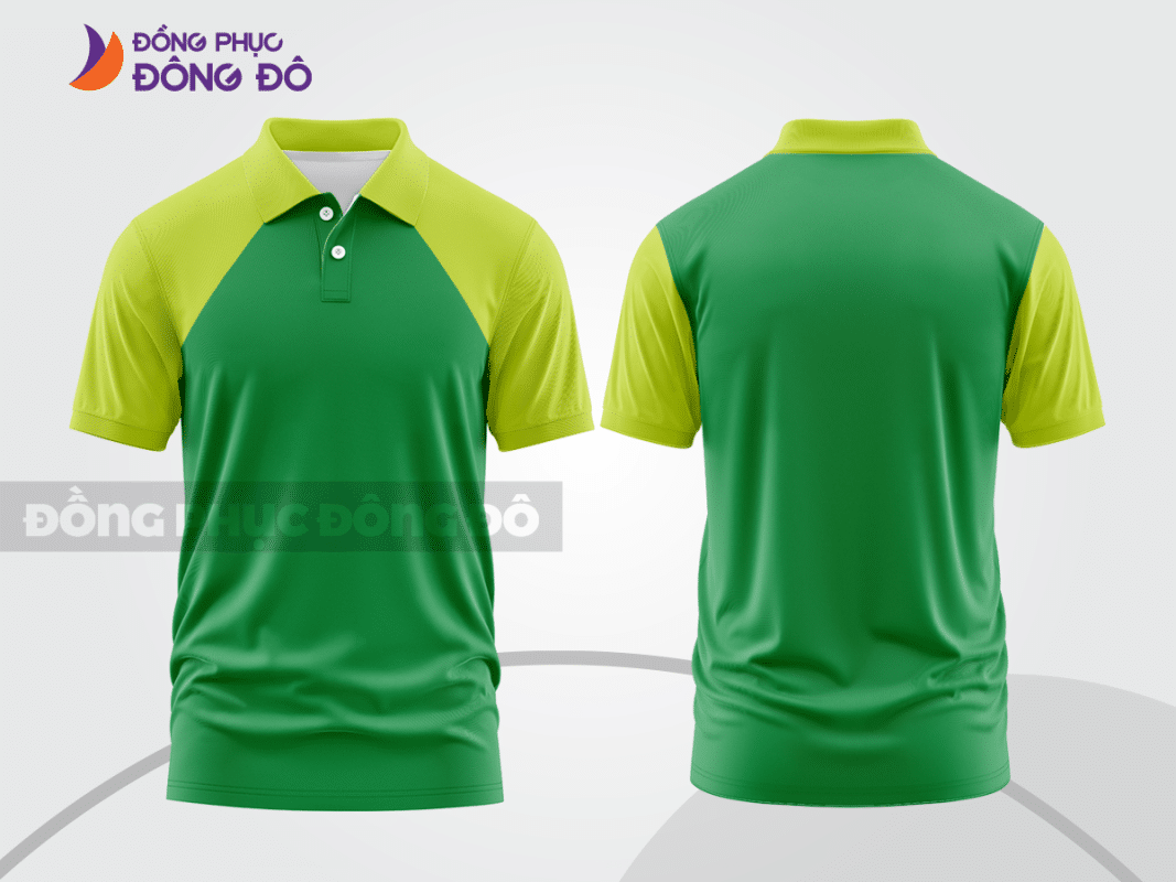 Áo polo đồng phục xanh lá phối xanh chuối ctpb1228