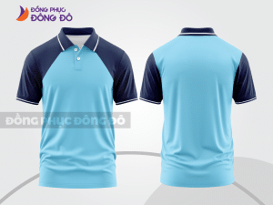 Mẫu thiết kế áo polo basic đồng phục doanh nghiệp đẹp màu xanh da trời ctpb1236