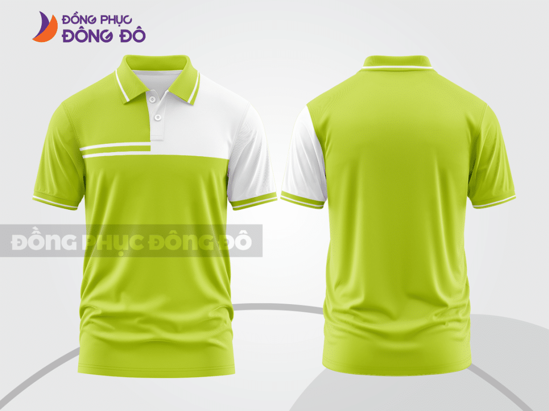 Áo polo đồng phục doanh nghiệp xanh nõn chuối phối trắng ctpb1246