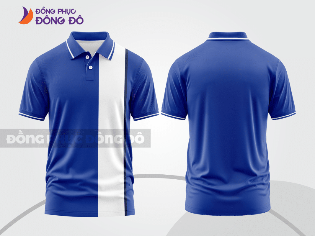 Áo polo đồng phục xanh biển phối trắng CTPB1262