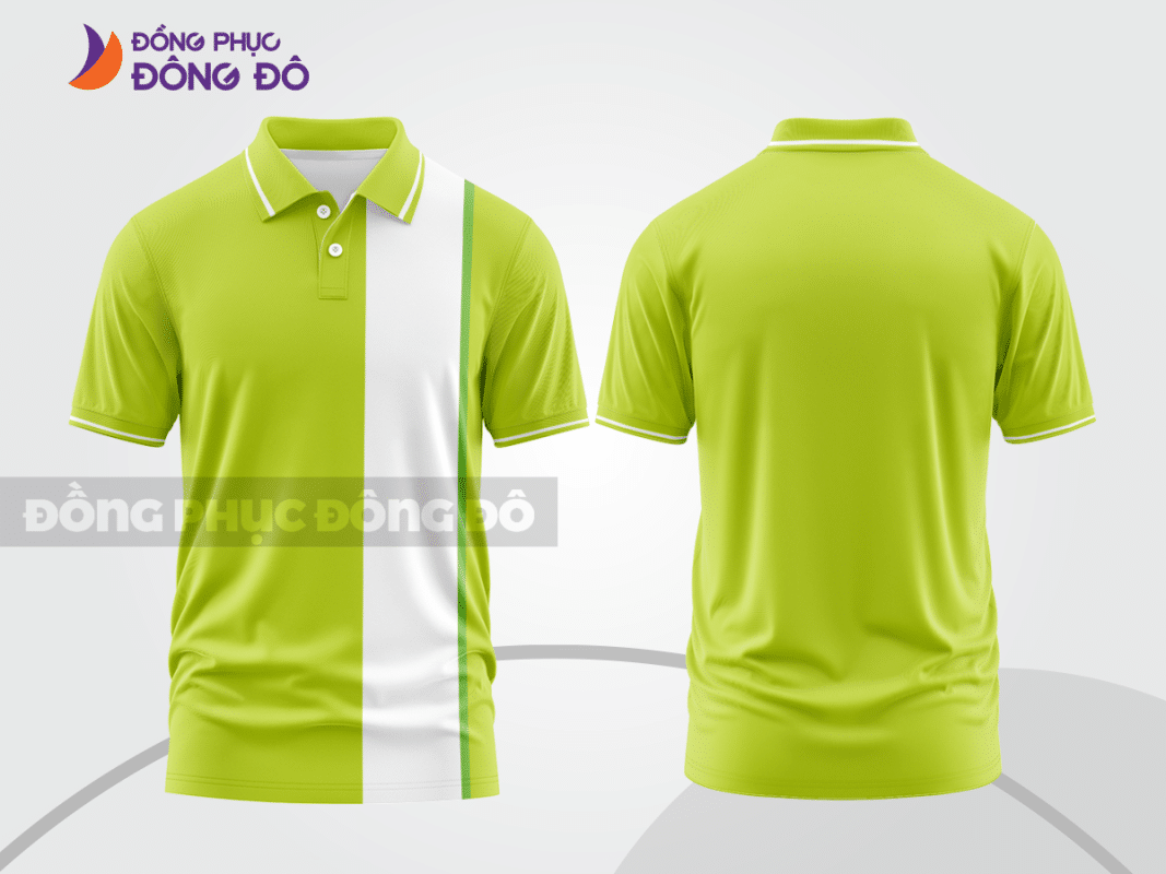 Áo polo đồng phục doanh nghiệp màu xanh nõn chuối phối trắng ctpb1263