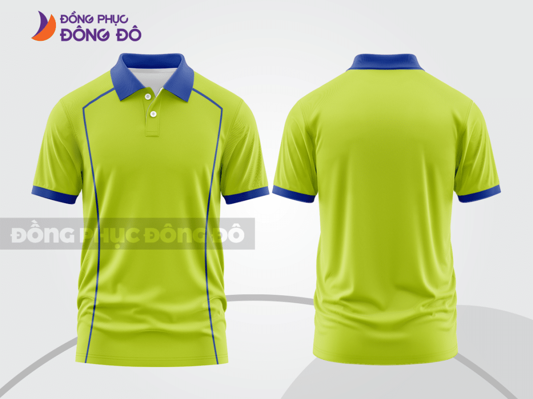 Áo polo đồng phục xanh nõn chuối phối xanh dương ctpb1282
