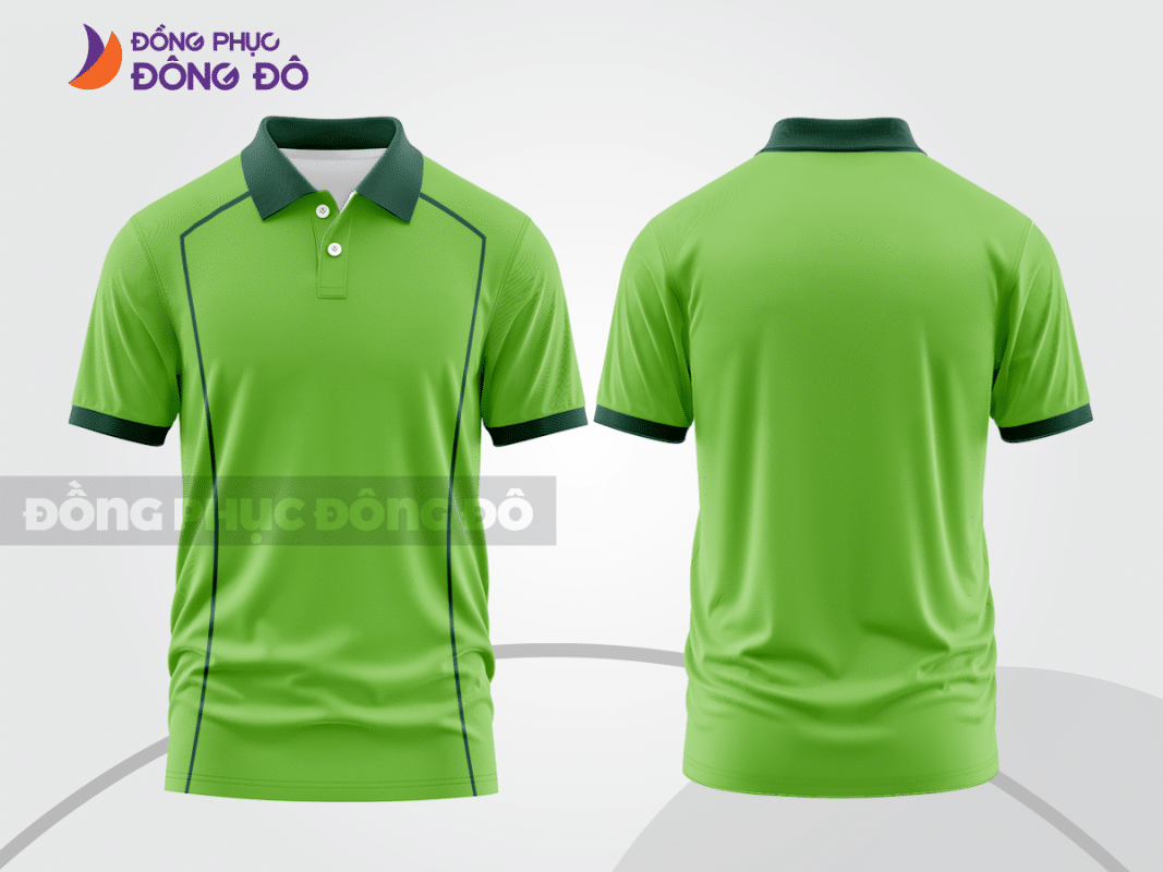 Áo polo đồng phục xanh lá mạ phối cổ xanh đậm CTPB1283