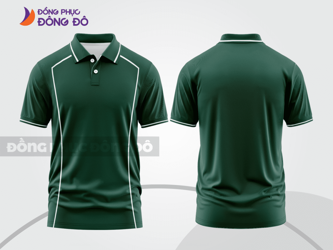 Áo polo đồng phục doanh nghiệp màu xanh két phối viền trắng CTPB1303