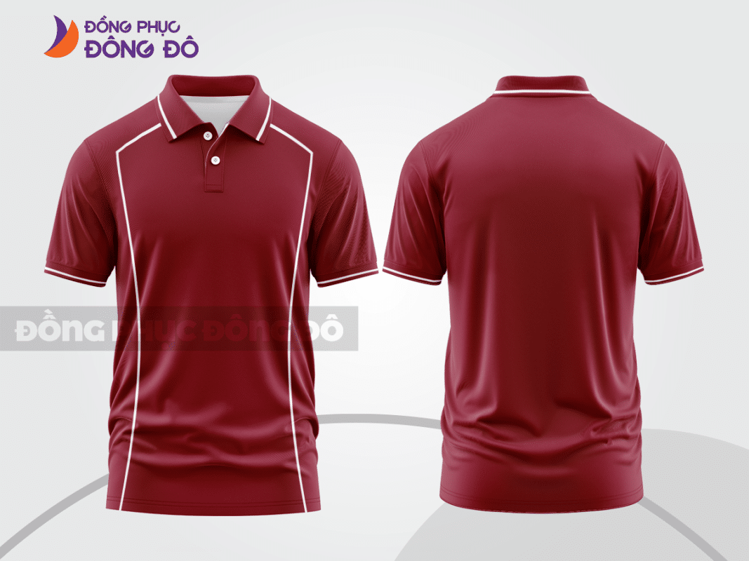 Áo polo đồng phục doanh nghiệp đỏ đô phối viền trắng CTPB1307