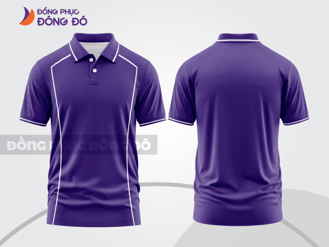 Áo polo đồng phục doanh nghiệp màu tím phối viền trắng ctpb1308