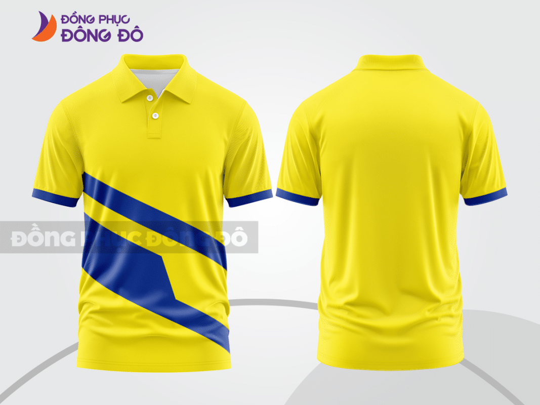 Áo polo đồng phục doanh nghiệp màu vàng phối xanh dương ctpb1334