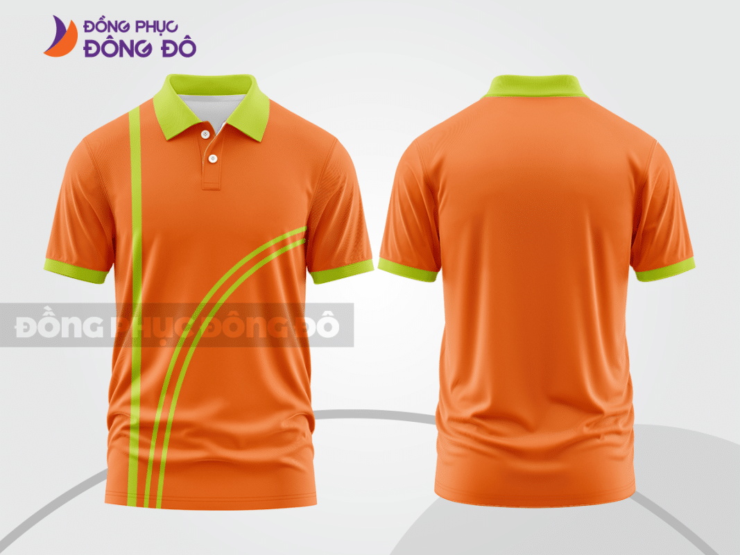 Áo polo đồng phục doanh nghiệp màu cam phối xanh CTPB1335