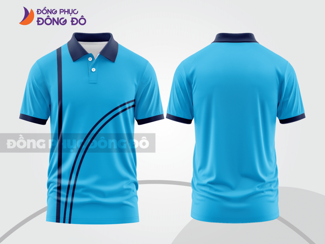 Áo polo đồng phục doanh nghiệp xanh da trời phối xanh navy ctpb1336