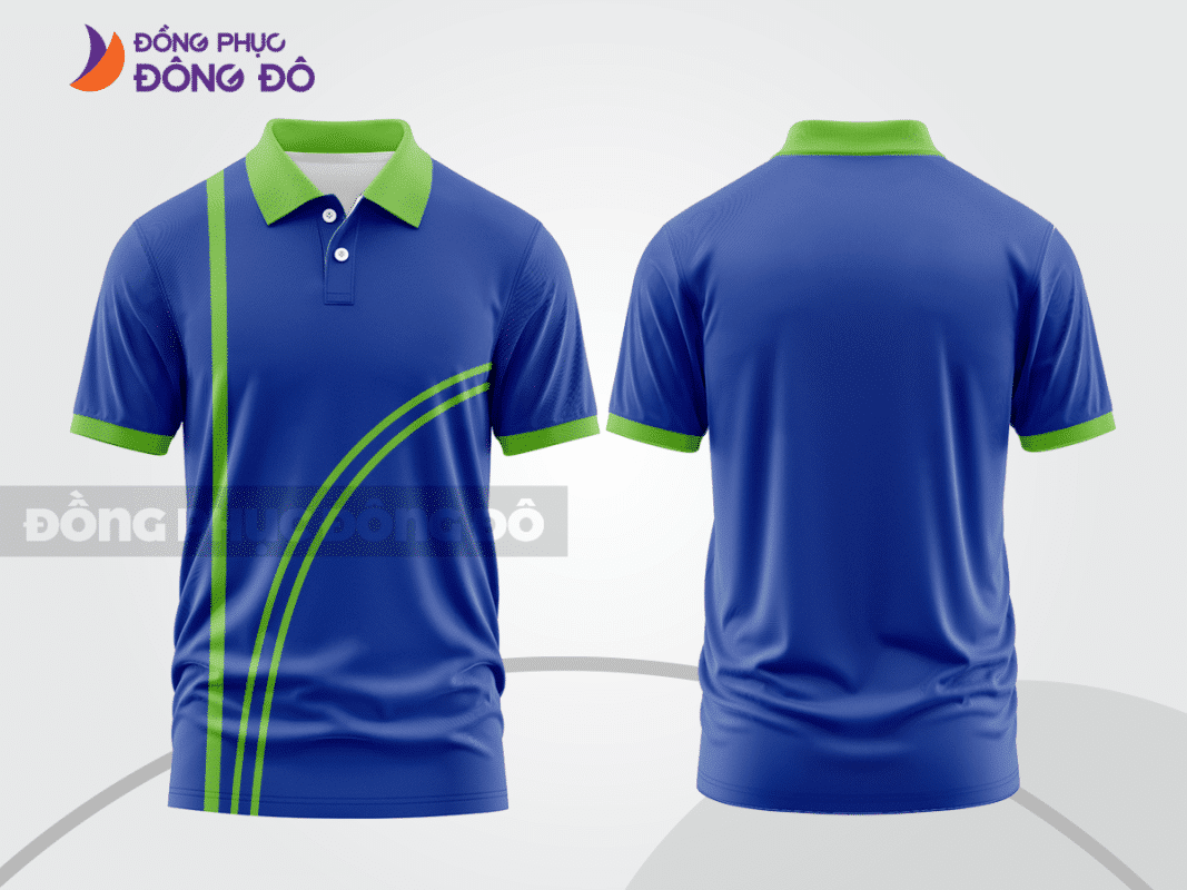 Áo polo đồng phục doanh nghiệp màu xanh biển phối xanh lá ctpb1337