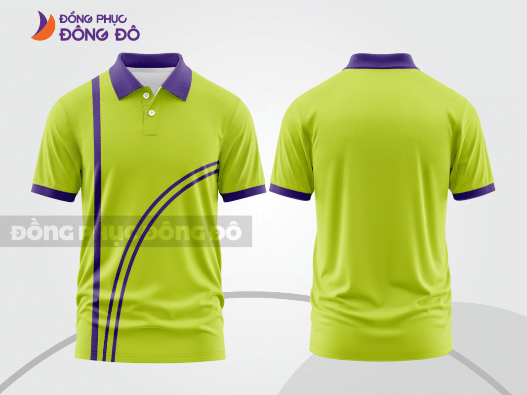 Áo polo đồng phục xanh nõn chuối phối tím CTPB1338