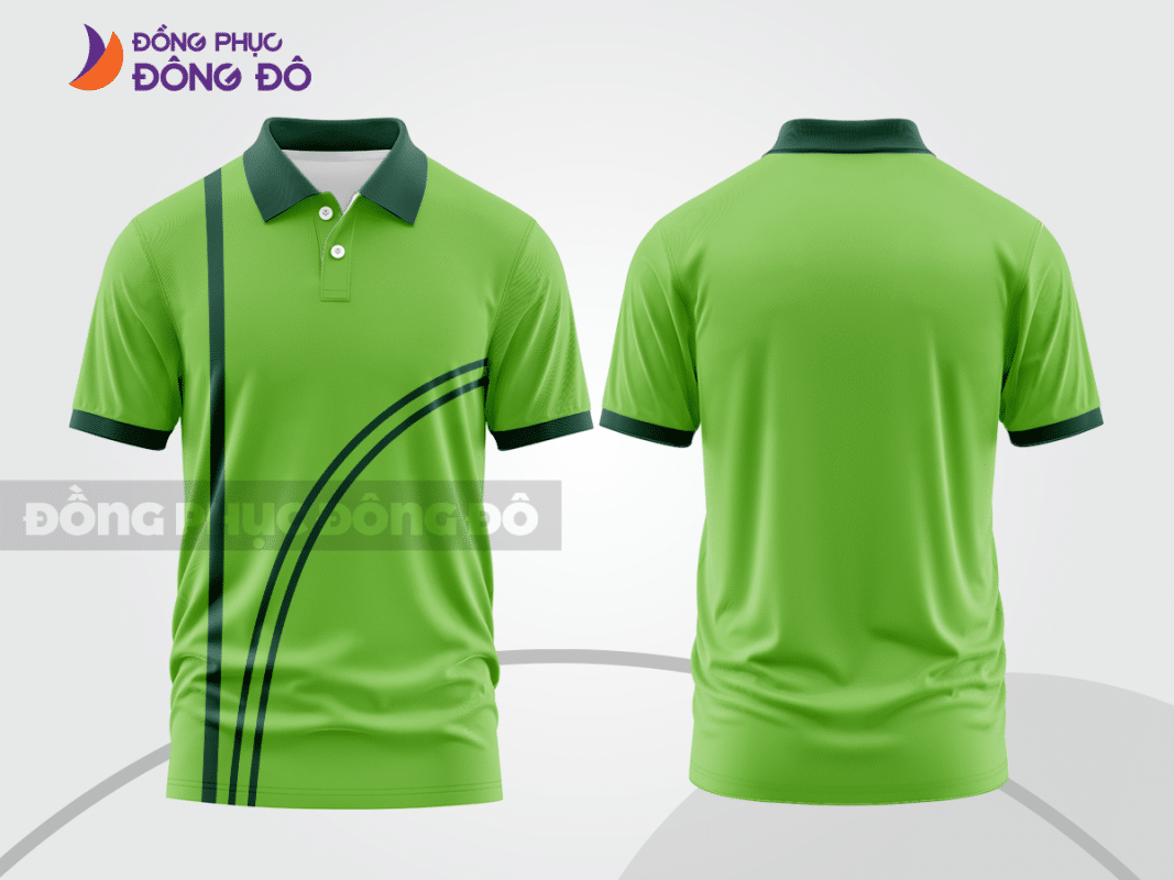 Áo polo đồng phục xanh lá mạ phối xanh đậm ctpb1339