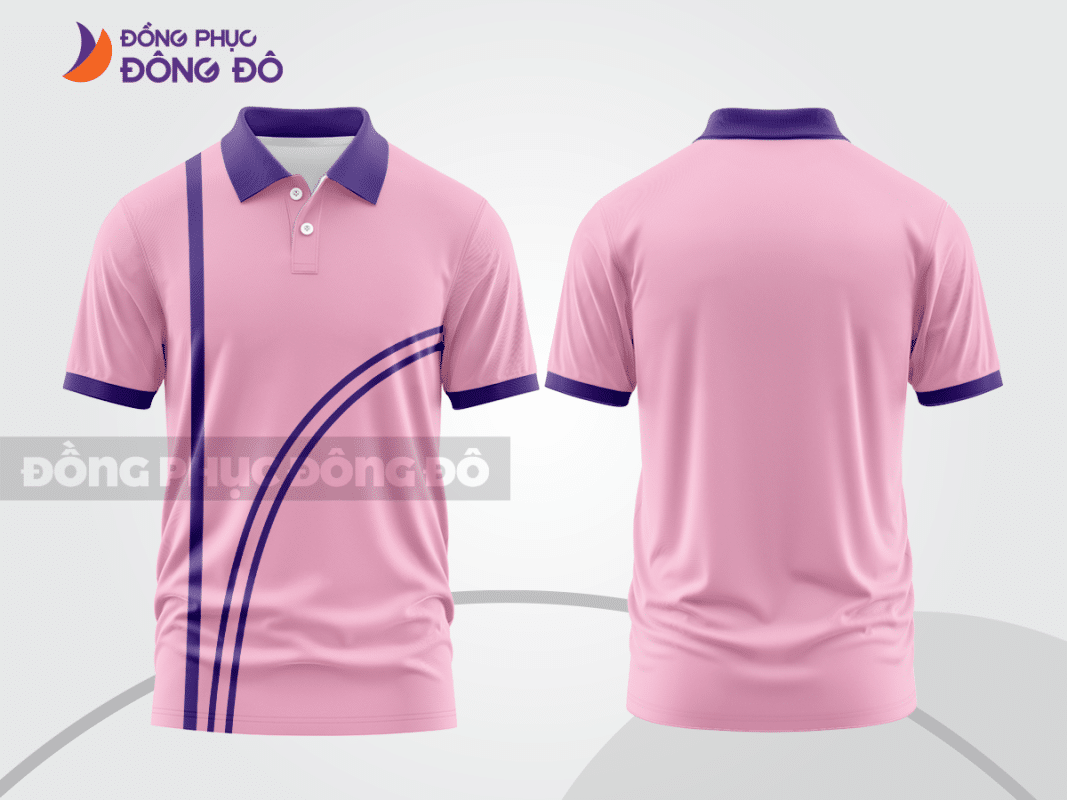 Áo polo đồng phục hồng phấn phối tím CTPB1342