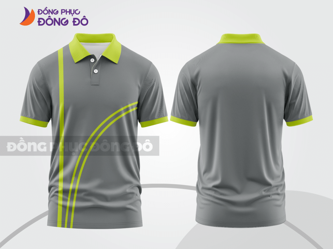 Áo polo đồng phục doanh nghiệp màu ghi xám phối xanh ctpb1348