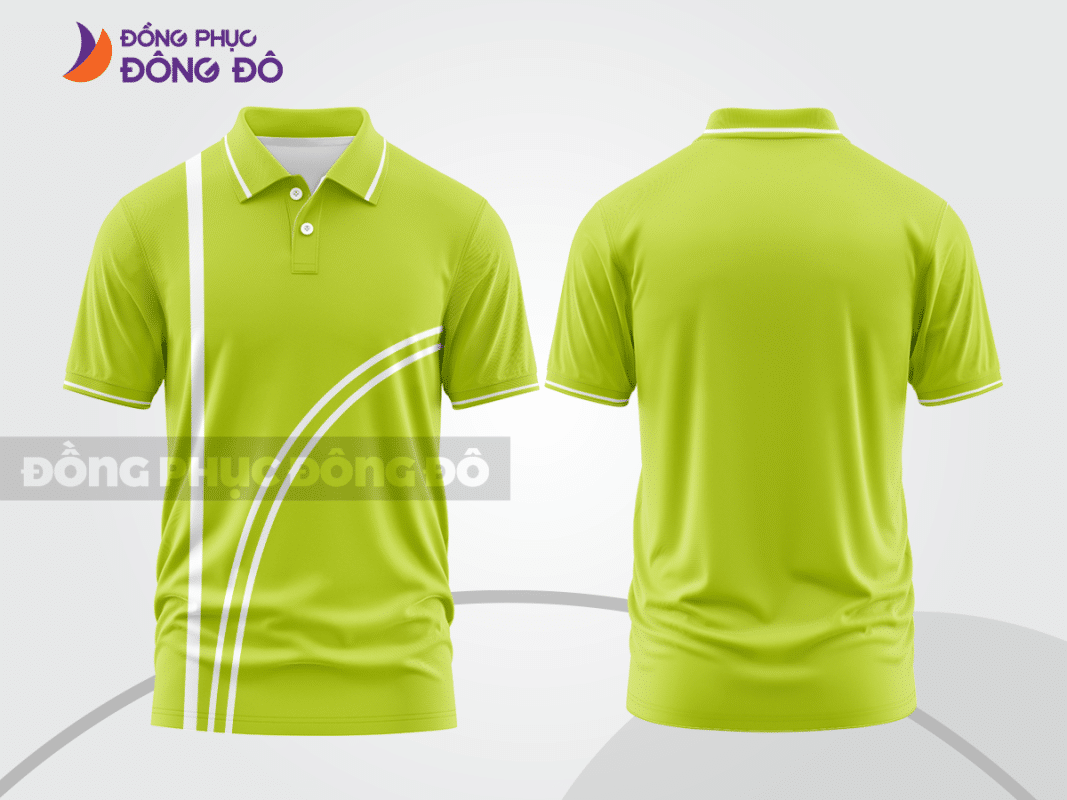 Áo polo đồng phục xanh nõn chuối phối sọc trắng CTPB1356