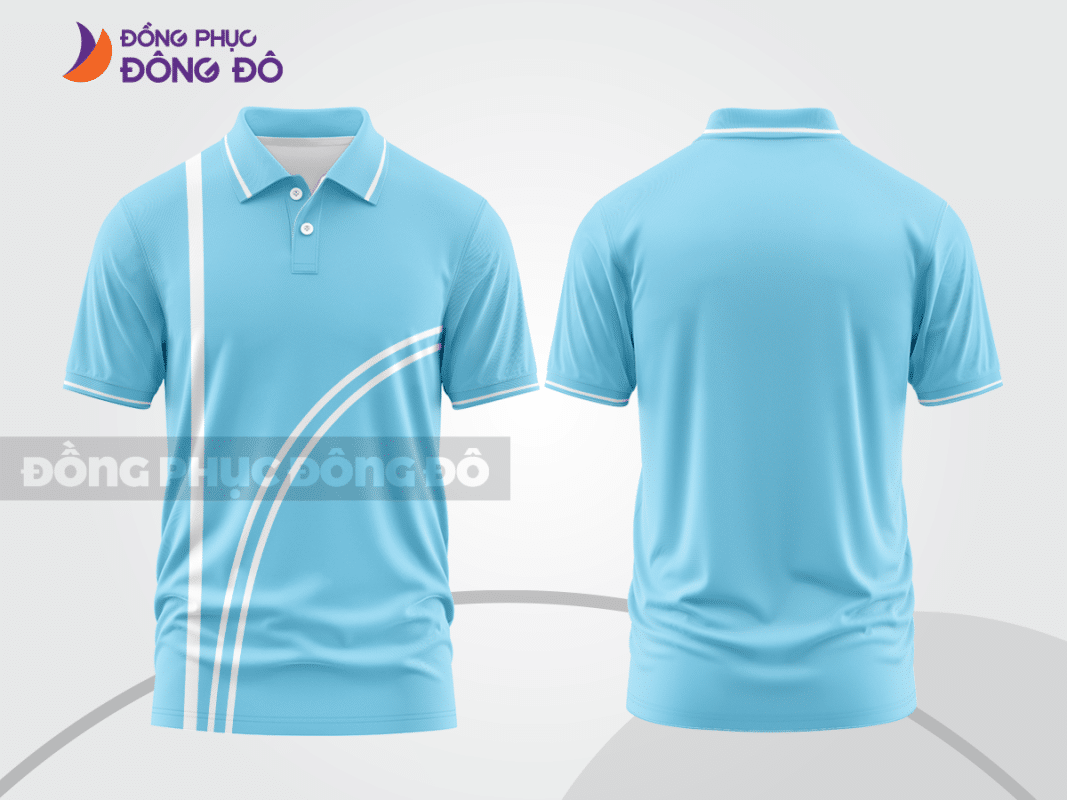 Áo polo đồng phục màu xanh da trời phối trắng CTPB1370