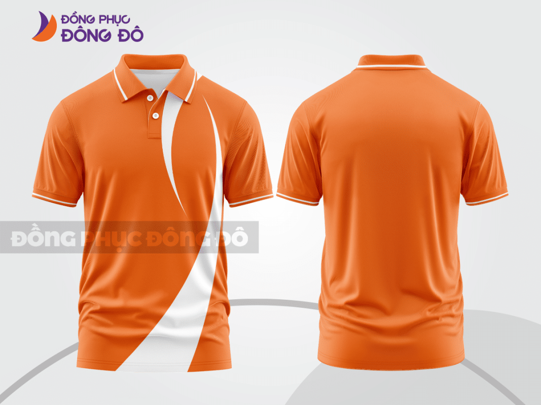 Áo polo đồng phục doanh nghiệp màu cam phối trắng ctpb1372