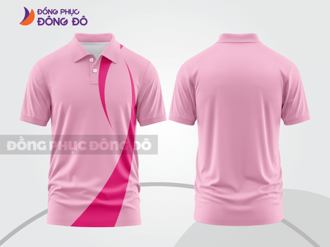 Áo polo đồng phục doanh nghiệp màu hồng phấn phối hồng đậm ctpb1392