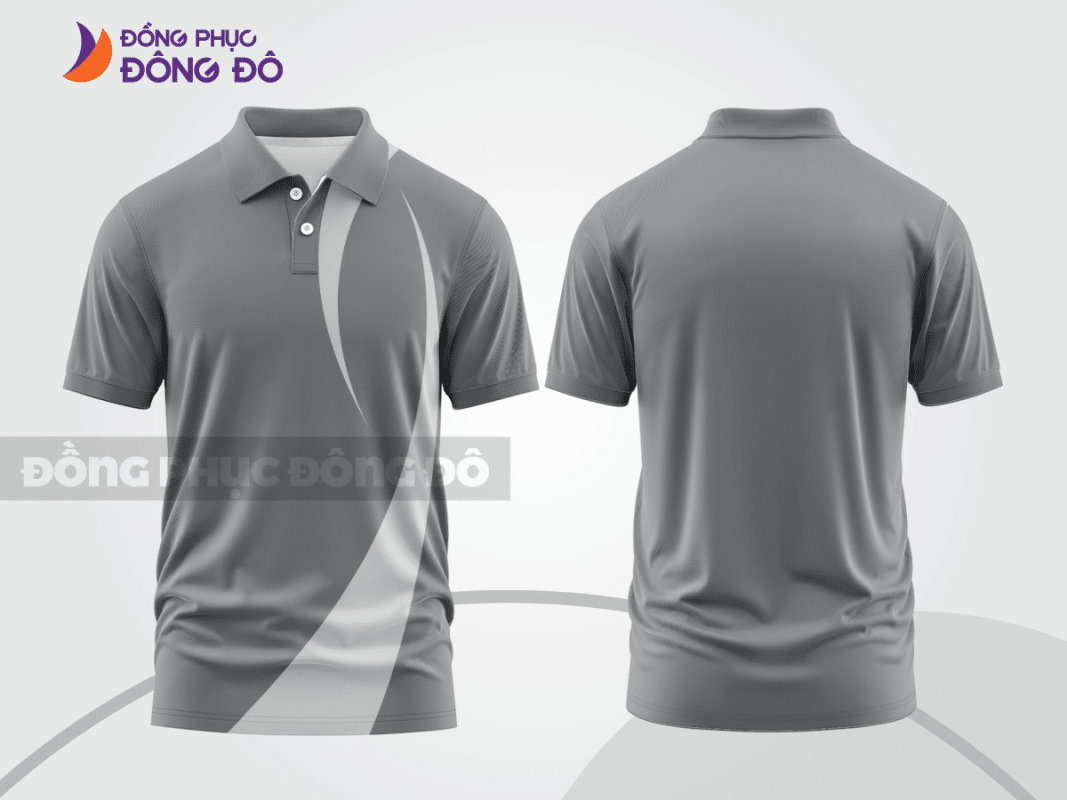 Áo polo đồng phục doanh nghiệp màu ghi xám phối trắng ctpb1397