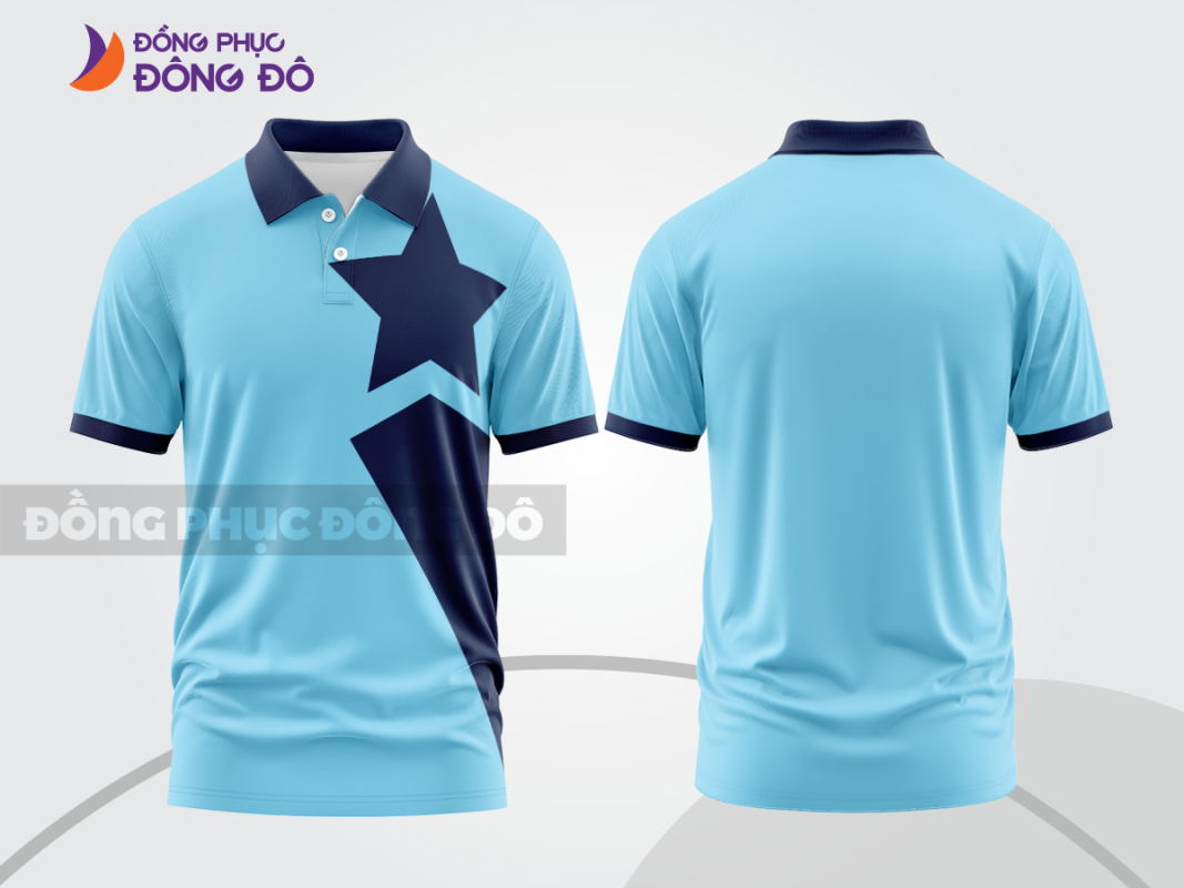 Áo polo đồng phục doanh nghiệp xanh da trời phối navy ctpb1401