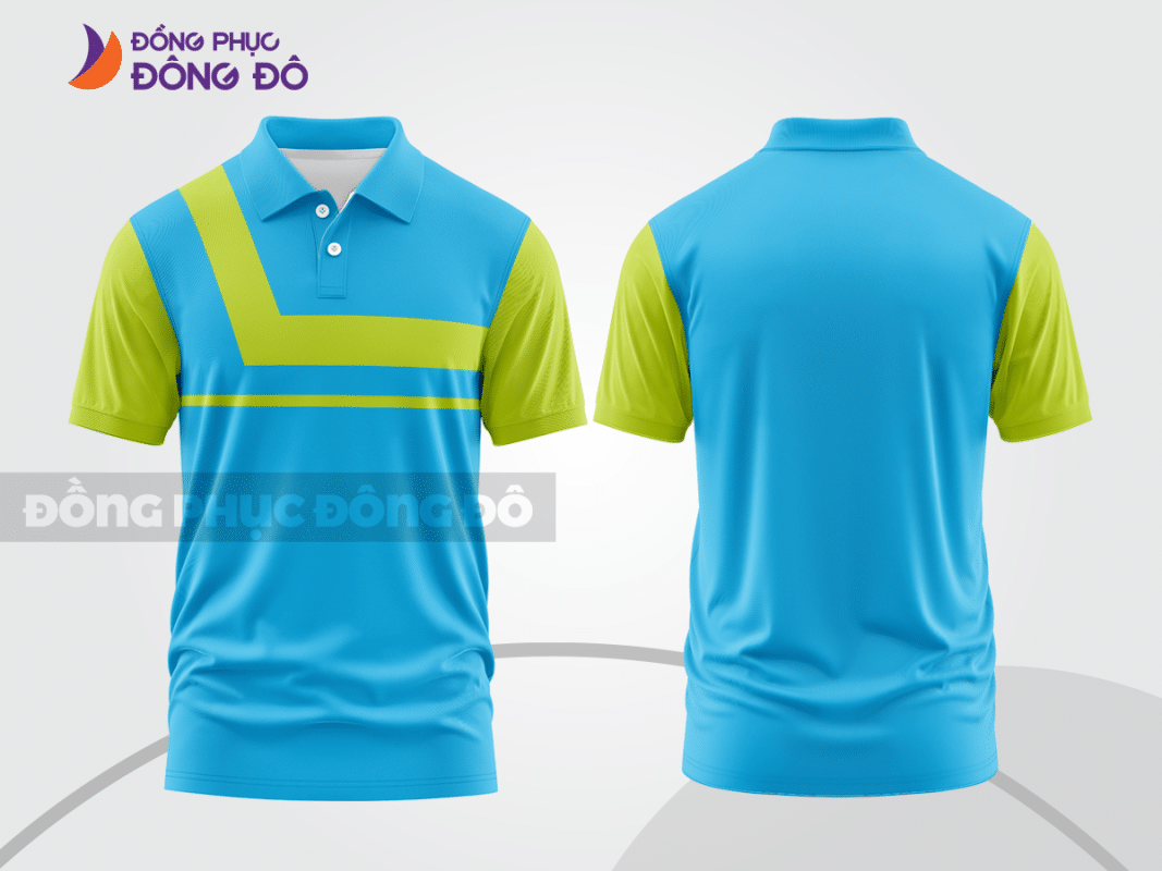 Áo polo đồng phục doanh nghiệp xanh da trời phối xanh lime ctpb1423
