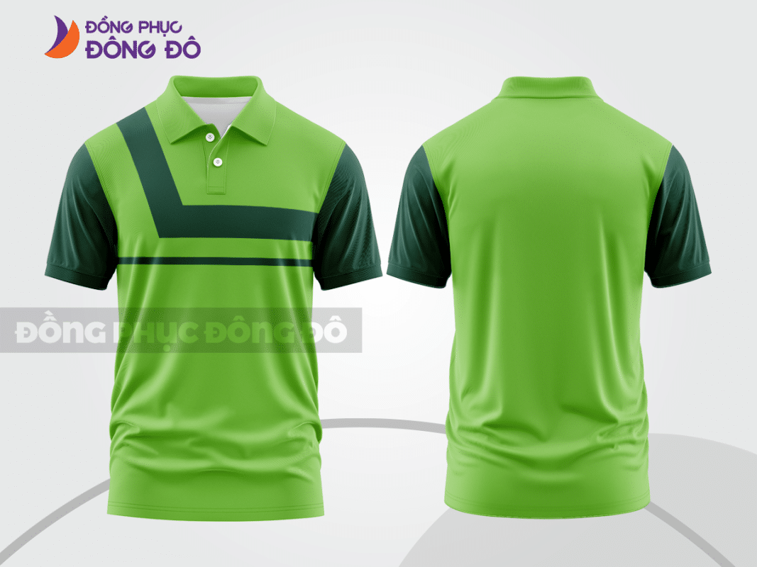 Áo polo basic đồng phục doanh nghiệp màu xanh lá mạ phối xanh đậm ctpb1426
