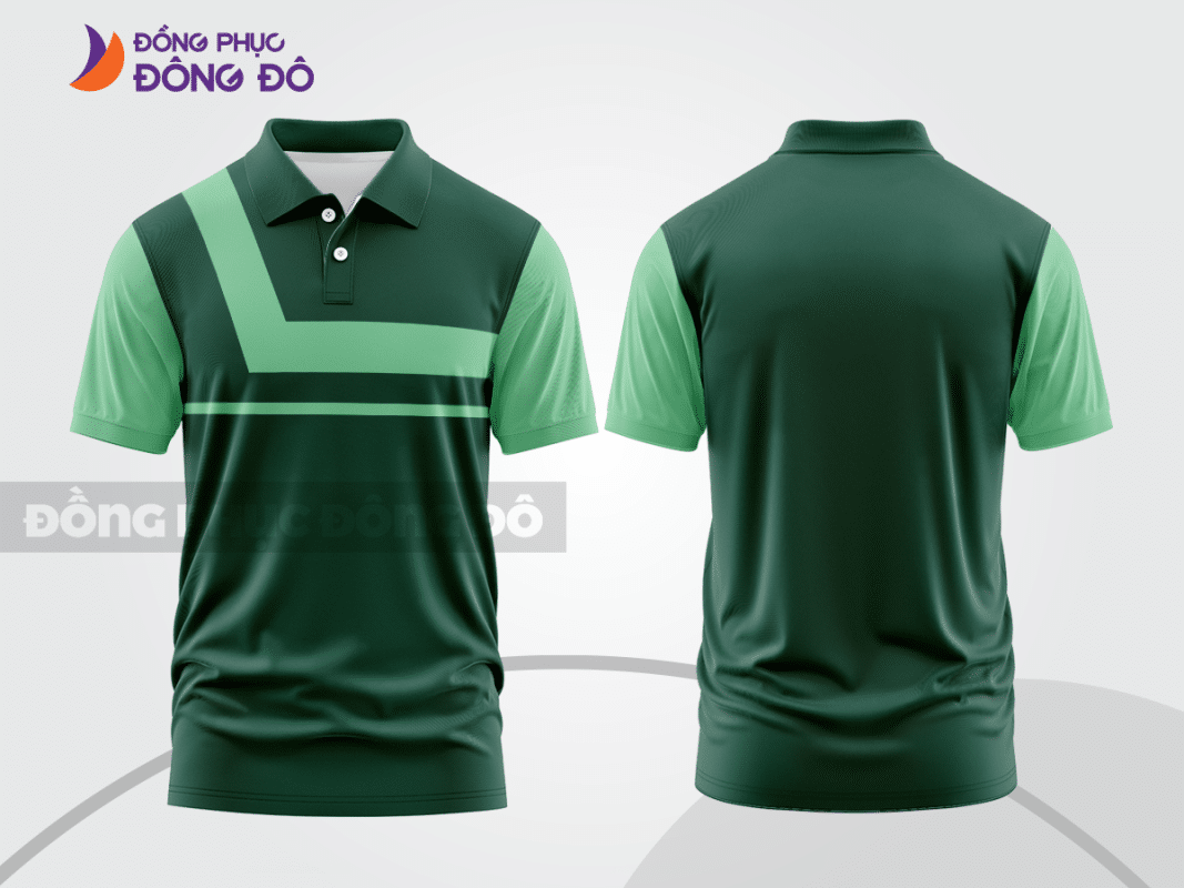 Áo polo basic đồng phục doanh nghiệp màu xanh rêu phối xanh mint