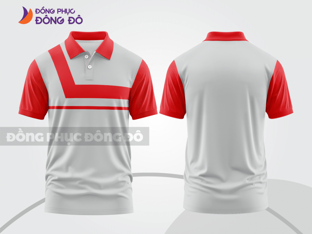Áo polo đồng phục doanh nghiệp ghi xám phối đỏ ctpb1435