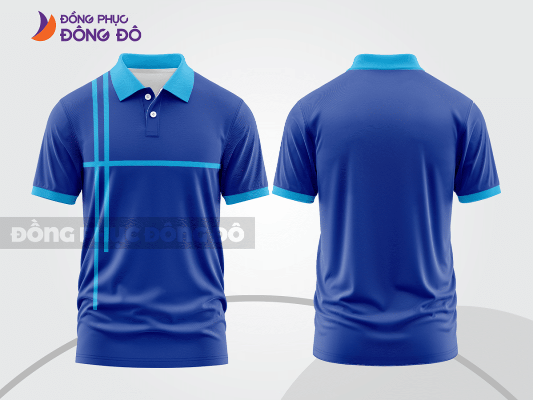 Áo polo đồng phục doanh nghiệp màu xanh dương phối cyan ctpb1467