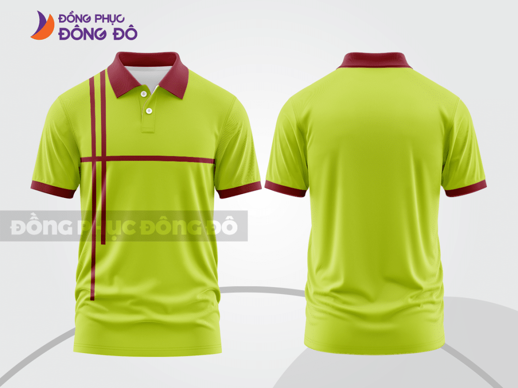 Áo polo đồng phục doanh nghiệp xanh nõn chuối phối đỏ đô CTPB1468