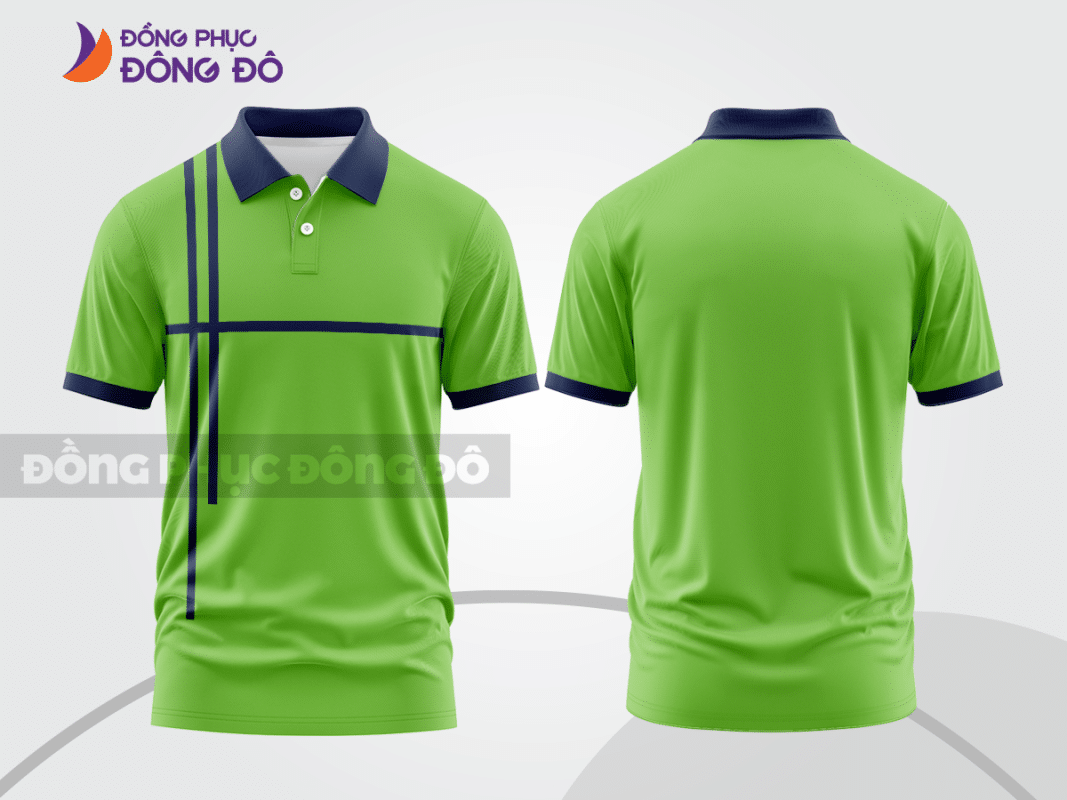 Áo polo đồng phục doanh nghiệp màu xanh lá mạ phối xanh navy ctpb1469