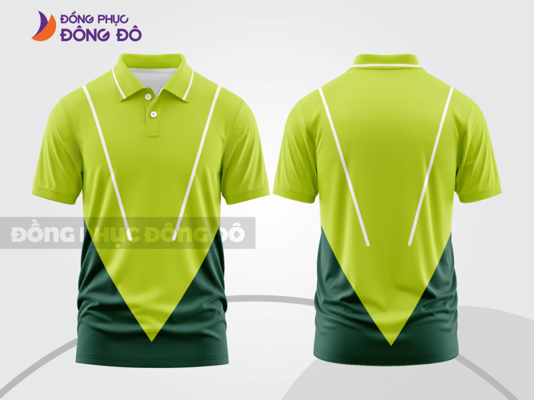 Áo polo đồng phục xanh nõn chuối phối xanh đậm CTPB1512