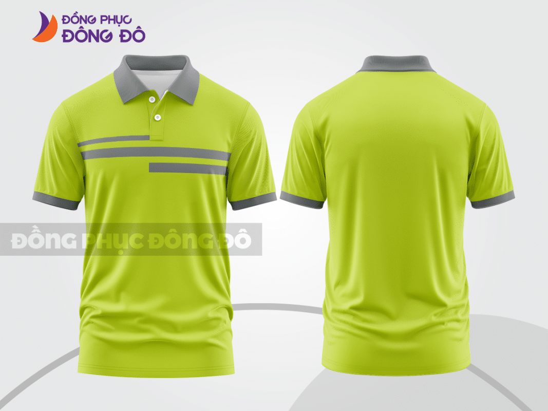 Áo polo đồng phục xanh nõn chuối phối xám ctpb1595