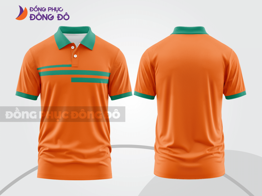 Áo polo đồng phục doanh nghiệp màu cam phối xanh ctpb1596