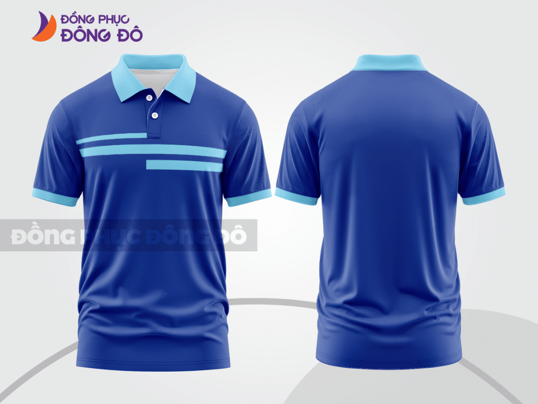 Áo polo đồng phục doanh nghiệp xanh dương phối xanh cyan CTPB1598