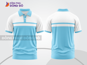 Mẫu thiết kế áo polo basic đồng phục doanh nghiệp đẹp màu xanh da trời phối trắng ctpb2173