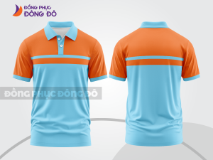 Mẫu thiết kế áo polo basic đồng phục doanh nghiệp đẹp màu xanh da trời phối cam ctpb2174