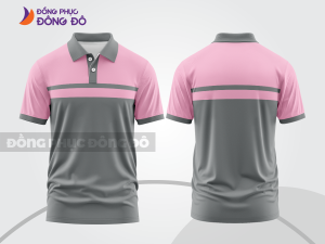 Mẫu thiết kế áo polo basic đồng phục doanh nghiệp đẹp màu xám phối hồng phấn ctpb2177