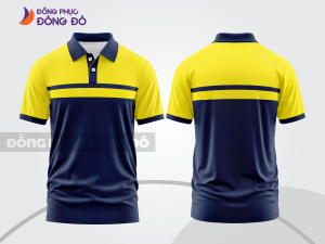 Mẫu thiết kế áo polo basic đồng phục doanh nghiệp đẹp màu xanh navy phối vàng ctpb2179