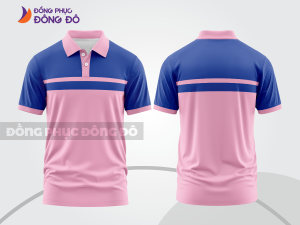 Mẫu thiết kế áo polo basic đồng phục doanh nghiệp đẹp màu hồng phấn phối xanh dương ctpb2182