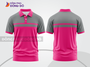 Mẫu thiết kế áo polo basic đồng phục doanh nghiệp đẹp màu hồng cánh sen phối xám ctpb2183